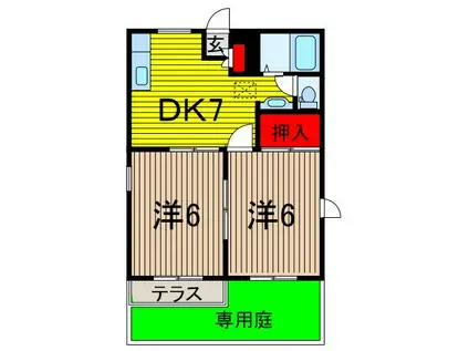 SAKURA A棟(2DK/1階)の間取り写真