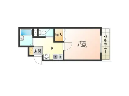 カトレアハイツ(1K/2階)の間取り写真