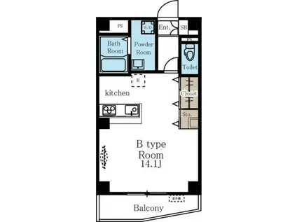 プラージュ煌(ワンルーム/7階)の間取り写真