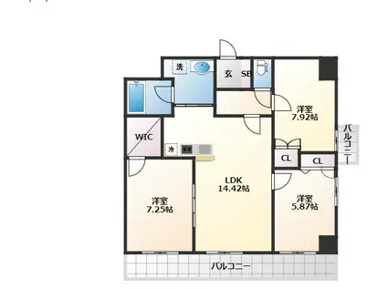 アルティザ仙台花京院(3LDK/10階)の間取り写真