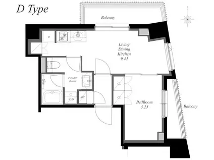 MINAMIAZABU ノース ミナミアザブノース(1LDK/4階)の間取り写真