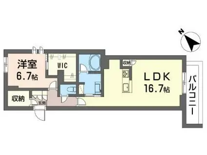 アベニールテラス浦和美園(1LDK/2階)の間取り写真