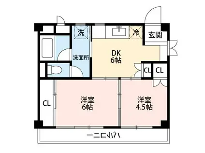 パークヒルズ緑町(2DK/4階)の間取り写真