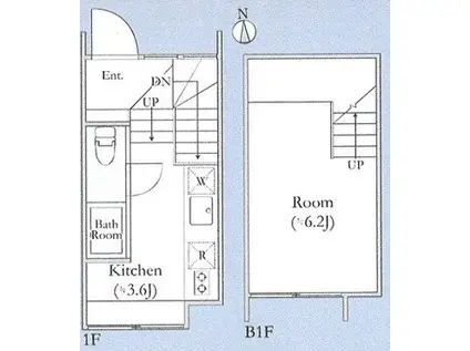 とまり木(1K/B1階)の間取り写真