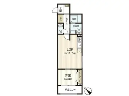 MOCXION成田町(1LDK/3階)の間取り写真