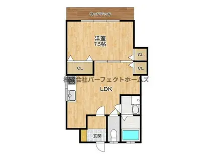 FRONTIER FIELD RIVER SIDE(1LDK/1階)の間取り写真