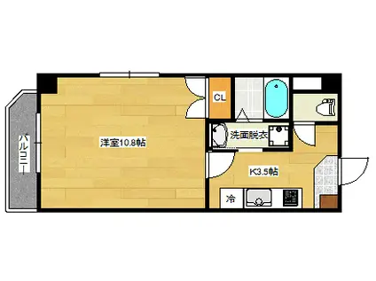 ウイング平和大通(1K/11階)の間取り写真