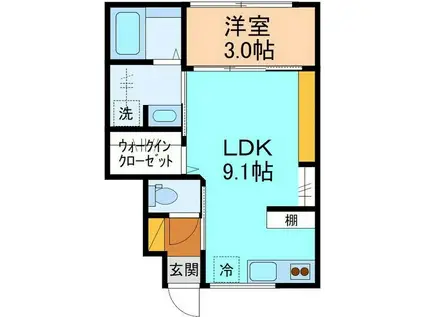 HELIOS中川原ドゥ(1LDK/1階)の間取り写真