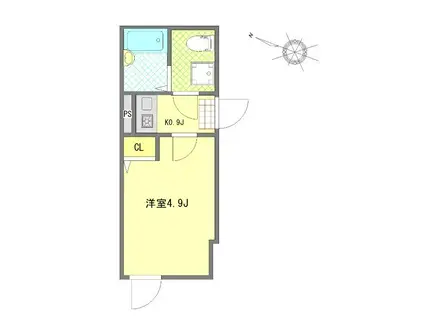 WELLBEING青砥I(1K/1階)の間取り写真