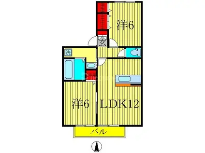 メゾンリッシュA・B(2LDK/2階)の間取り写真