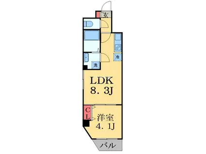 トスティナ新宿(1LDK/4階)の間取り写真