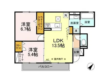 ルミナーレ・アイ N棟(2LDK/1階)の間取り写真