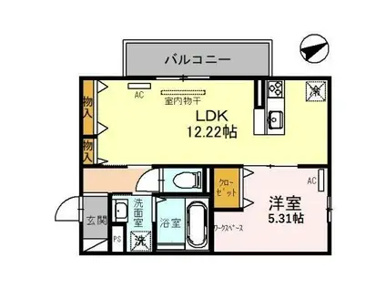 ウエスト PATHII(1LDK/2階)の間取り写真