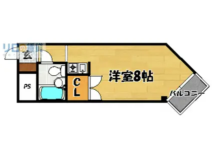 エコーハイツI(ワンルーム/2階)の間取り写真