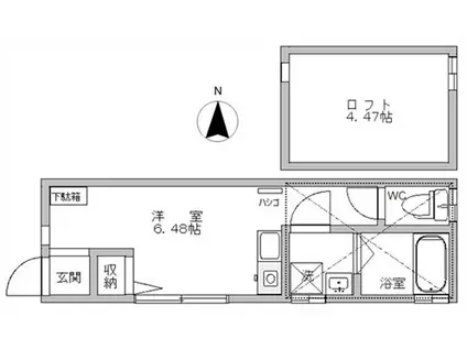 セレッソ東台(ワンルーム/1階)の間取り写真