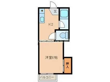 ジョイフルハイツ(1K/2階)の間取り写真