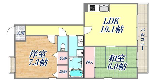 ドゥ・レーヴ(2LDK/1階)の間取り写真