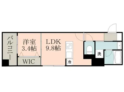 セントラルカーサ天文館(1LDK/4階)の間取り写真