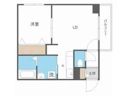 CARRERA環状通東(1LDK/2階)の間取り写真