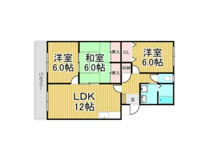 サンヒルズ春日(3LDK/2階)の間取り写真