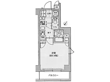 ヴェルステージ町田駅前(1K/2階)の間取り写真