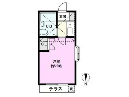 パティーナ蒲生(1K/2階)の間取り写真
