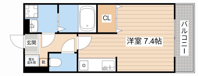 エクセル田中 W棟(ワンルーム/2階)の間取り写真