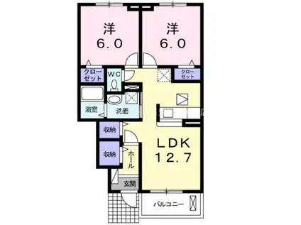 グランドソレイユ(2LDK/1階)の間取り写真