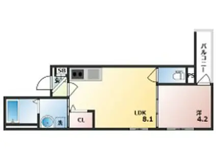 GRANDIR千船駅前I(1LDK/2階)の間取り写真