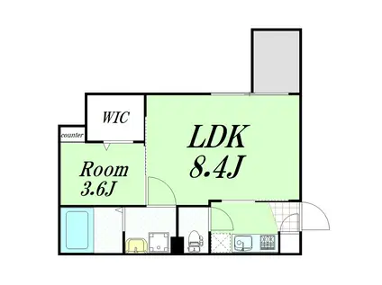 プレミアムコート谷町4丁目(1LDK/2階)の間取り写真