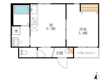 京王線 八幡山駅 徒歩5分 2階建 築5年(1DK/2階)の間取り写真