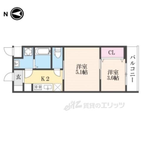 CREST TAPP京都丹波口(2K/4階)の間取り写真