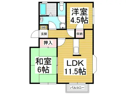 コーポ大北(2LDK/2階)の間取り写真