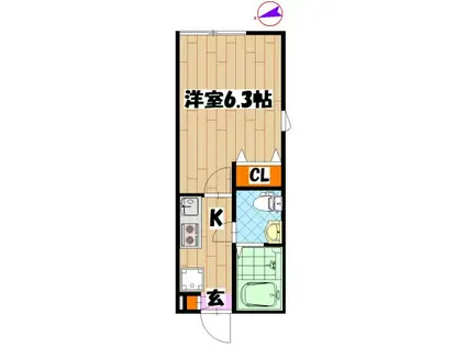 M.VALLEY 溝の口(1K/1階)の間取り写真