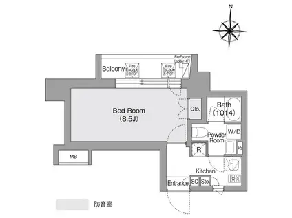 コンフォリア・リヴ森下MUTIO(1K/4階)の間取り写真