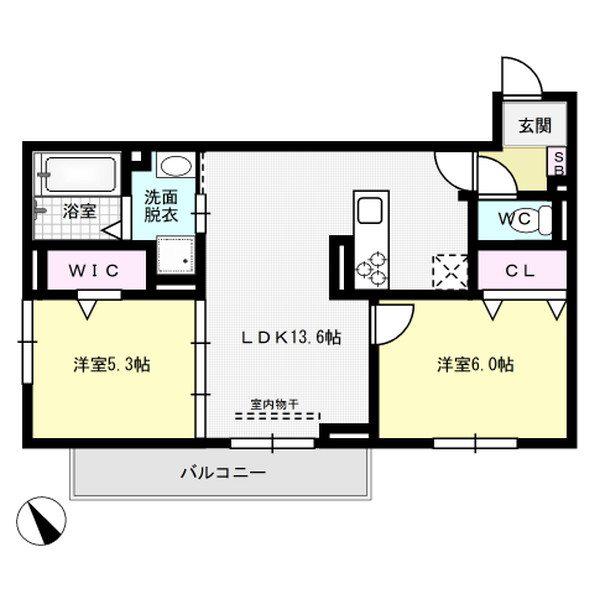 D-ROOM平田台4丁目(2LDK/3階)の間取り写真