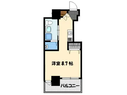 プラムユウ(ワンルーム/2階)の間取り写真