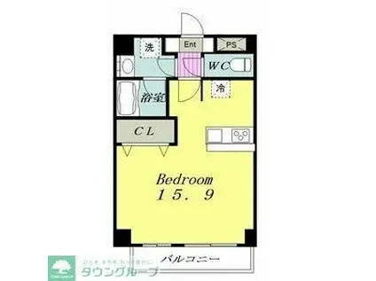 CANAL イースト(ワンルーム/1階)の間取り写真