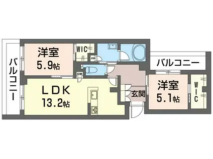 グリシーナ(2LDK/3階)の間取り写真