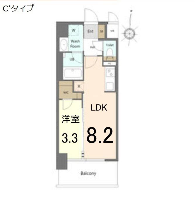 S-RESIDENCE烏森AUREATE(1LDK/8階)の間取り写真