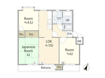 湘南西部2-8号棟(3LDK/5階)の間取り写真