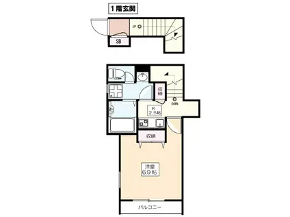 YUM ART(1K/2階)の間取り写真