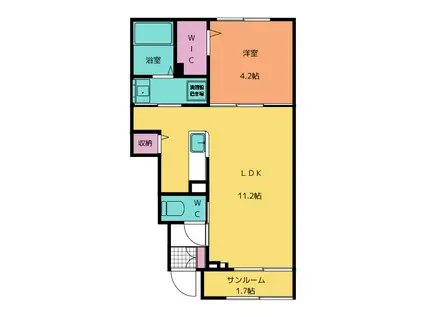 LUMIERE一ツ家 III(1LDK/1階)の間取り写真