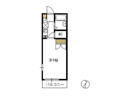グリューネA棟(ワンルーム/1階)の間取り写真