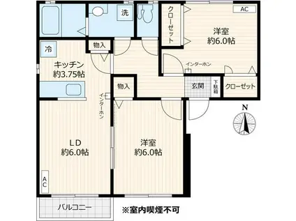 西東京市保谷駅アパート(2LDK/2階)の間取り写真