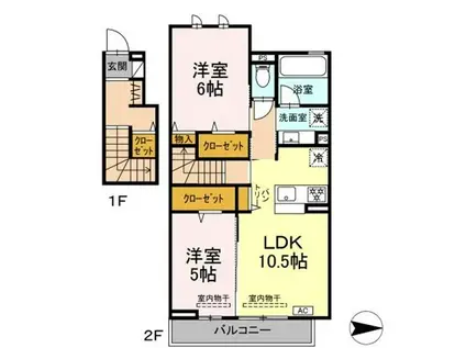 メゾン陣場(2LDK/2階)の間取り写真