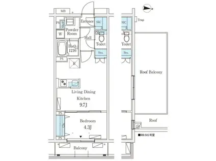 テラス杉並方南町(1LDK/2階)の間取り写真
