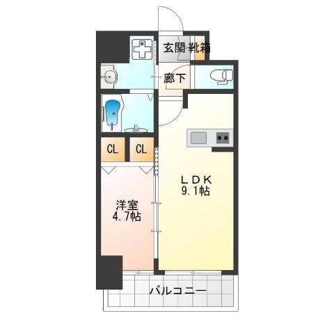 GM KOHAMA(1LDK/13階)の間取り写真