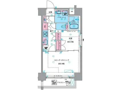 ジェノヴィア浅草VIスカイガーデン(1LDK/4階)の間取り写真