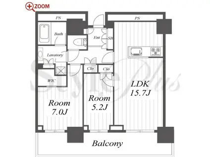 グランドメゾン御園座タワー(2LDK/26階)の間取り写真